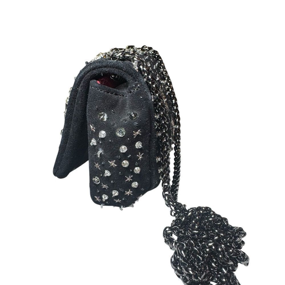 CHRISTIAN LOUBOUTIN Black Suede Sweet Charity Embellished Crossbody Evening Bag - Picture 8 of 15